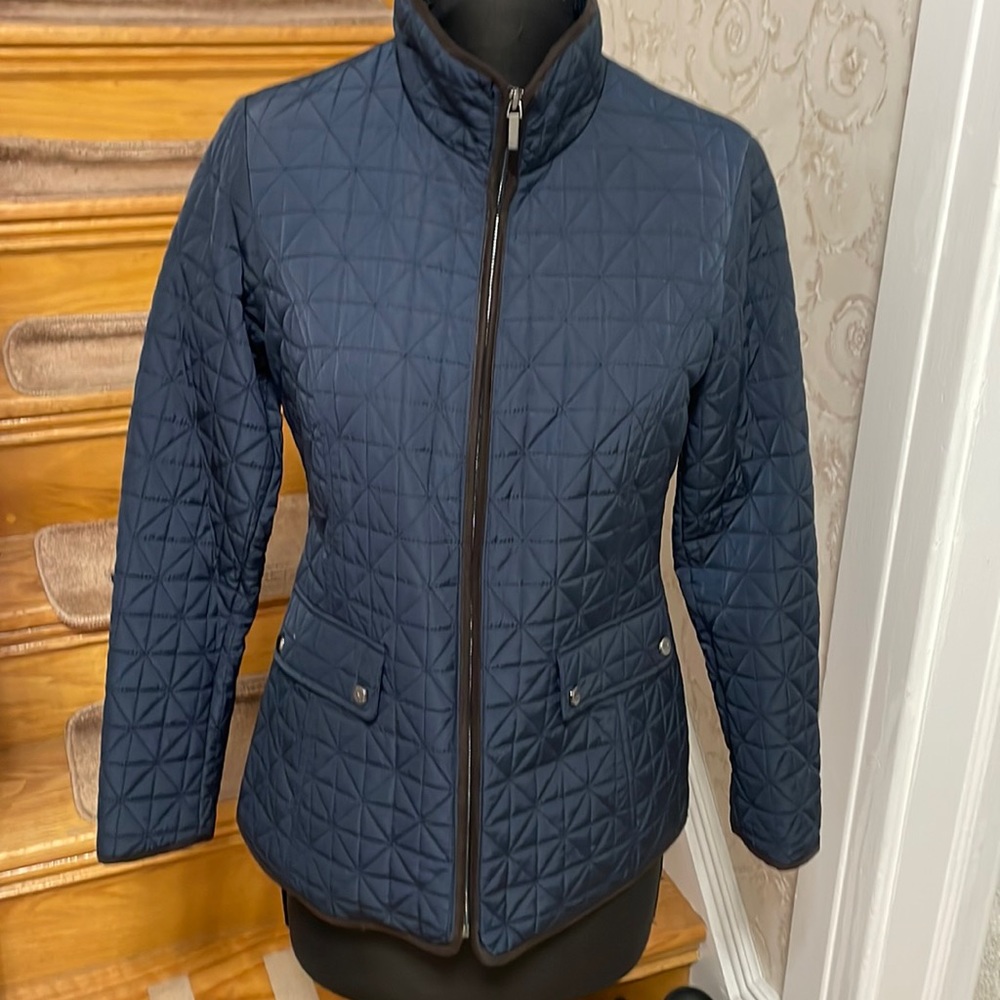NWOT Jones blue quilted zipper jacket. Size S